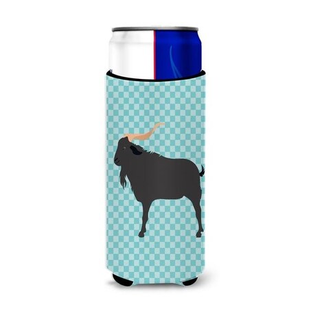 Carolines Treasures Carolines Treasures BB8056MUK Verata Goat Blue Check Michelob Ultra Hugger for Slim Cans BB8056MUK